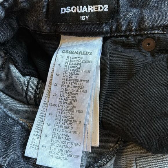 DSQUARED2 Kids Slim Straight Leg Jeans in Washed Black Intentional Worn in Look - Picture 3 of 8